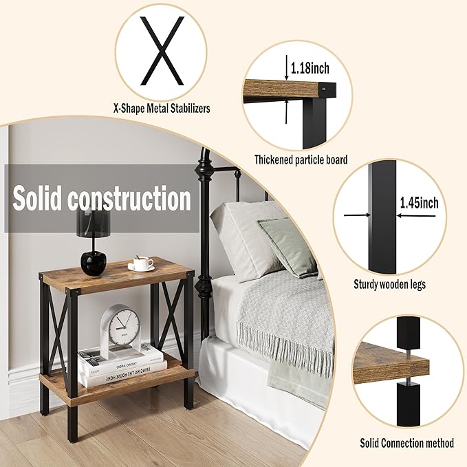 Narrow End Table, Large Sofa Side Table, Farmhouse Nightstand - Image 4