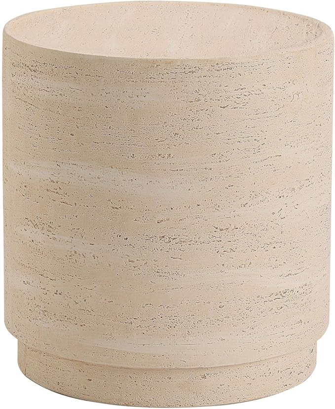 COSIEST 14.4" Outdoor Side Table, Round Concrete End Table by COSIEST