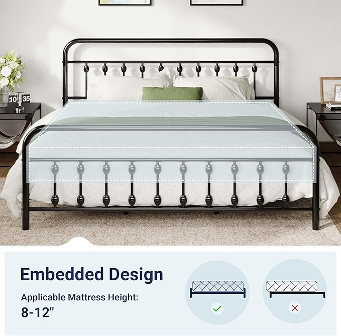 Allewie 14 Inches King Size Metal Platform Bed Frame - Image 8