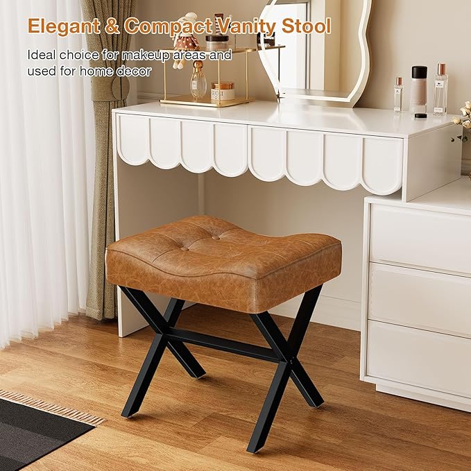 18-Inch Large Leather Vanity Stool, Vanity Chair - Image 6
