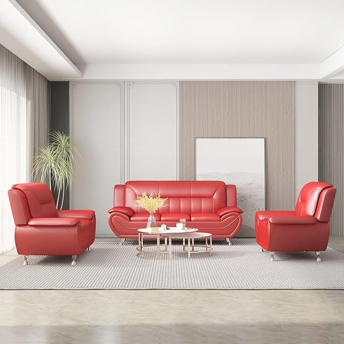 Container Furniture Direct Michael Modern Faux Leather Upholstered Stainless - Image 18
