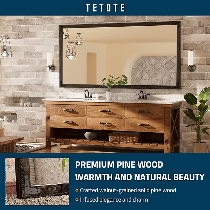 TETOTE 72 x 36 Black Wood Mirror - Image 2