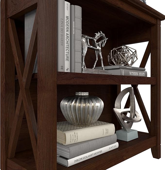 Bush Furniture Key West Small 2 Shelf Bookcase in Bing Cherry, Compact Home - Image 7