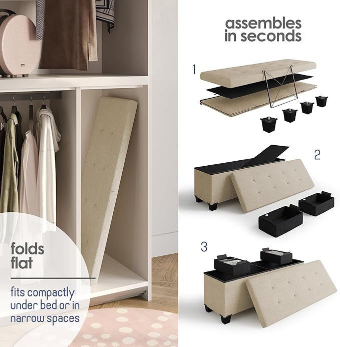 STORAGEBUD Storage Ottoman Bench - Image 6