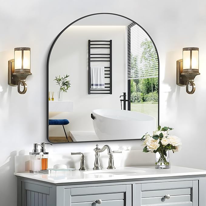 FORBATH Arched Mirror 36x40 Inch, Hanging or Leaning Against Wall by FORBATH
