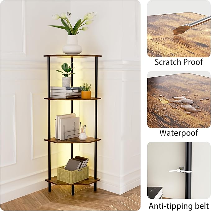 Corner Shelf Stand, Storage Standing Shelf Unit - Image 4