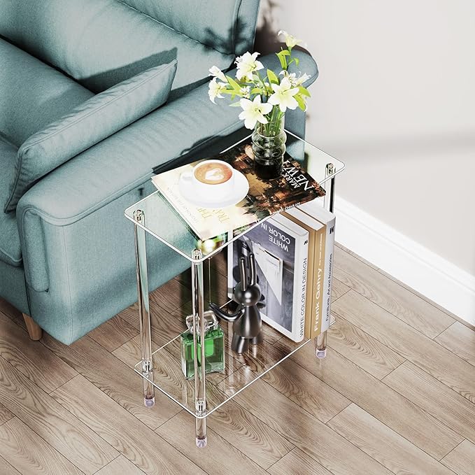 Clear Acrylic Narrow Side Table Set of 2 - Image 7