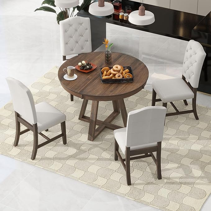 5 Pieces Dining Table Set with 42" Table, Living Room Furniture W/ 4 by Unknown