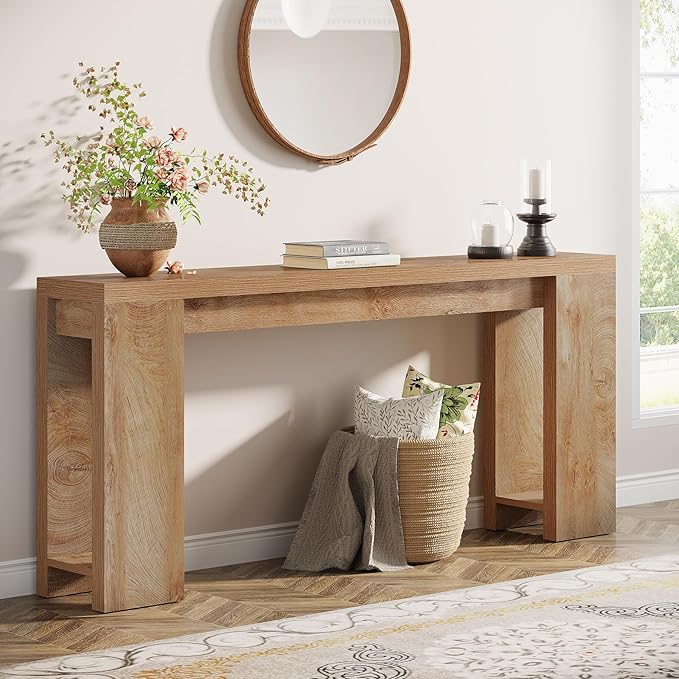 Tribesigns 70.9-Inch Extra Long Console Table, Farmhouse Wood Sofa Table Behind by Tribesigns