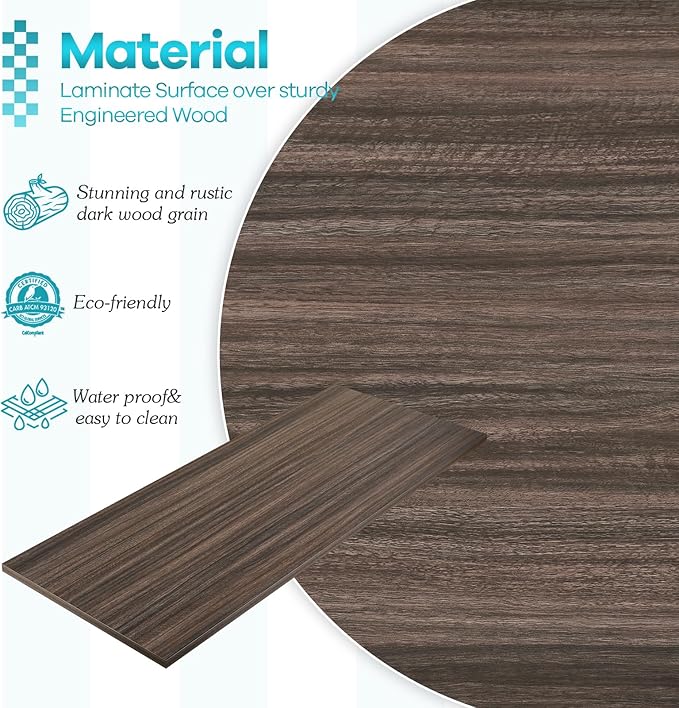 Kaboon Universal Tabletop 45"x20", Solid One-Piece Melamine Table Top, L-Desk - Image 4