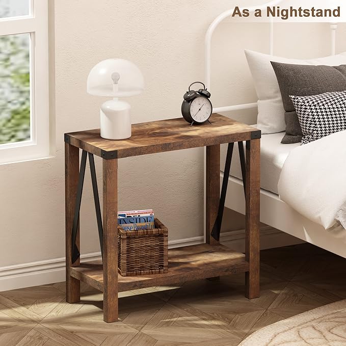 ChooChoo Farmhouse End Table for Small Spaces, Narrow Side End Table - Image 6