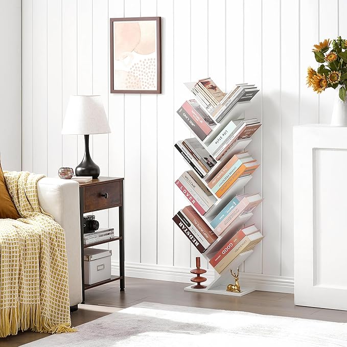 Hoctieon 10 Tier Tree Bookshelf, 10 Shelf Bookcase, Free Standing Tree Bookcase - Image 2