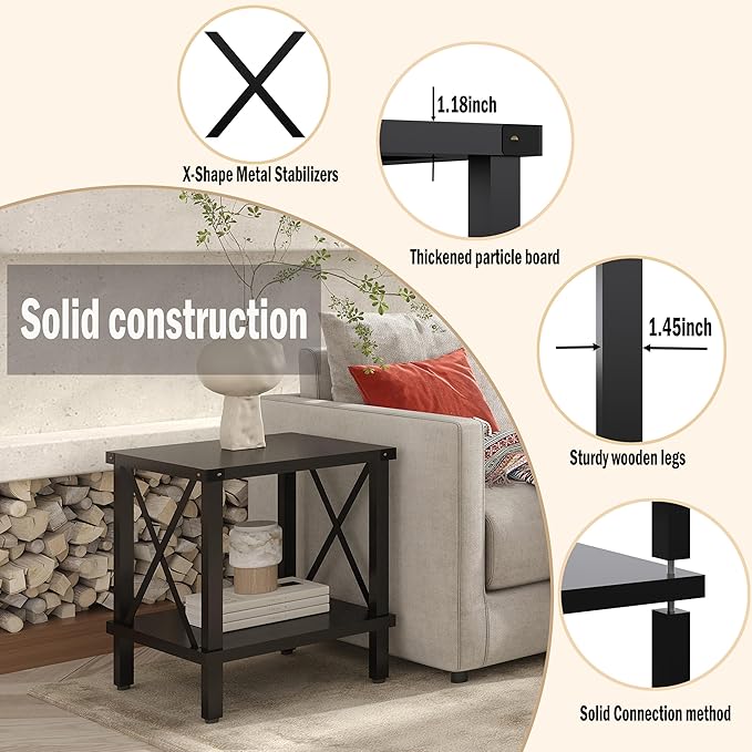 Large End Table Farmhouse Side Table Industrial Style Sofa Table Coffee Table - Image 4