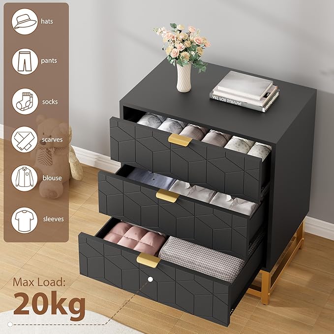 GAOMON 3 Drawer Dresser, Wood Chest Drawers - Image 5