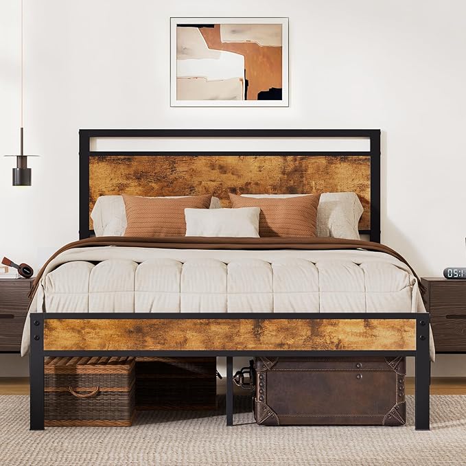 Z-hom Upgraded Full Size Bed Frame, Heavy Duty Metal Sturdy Full Bed Frame by Z-HOM