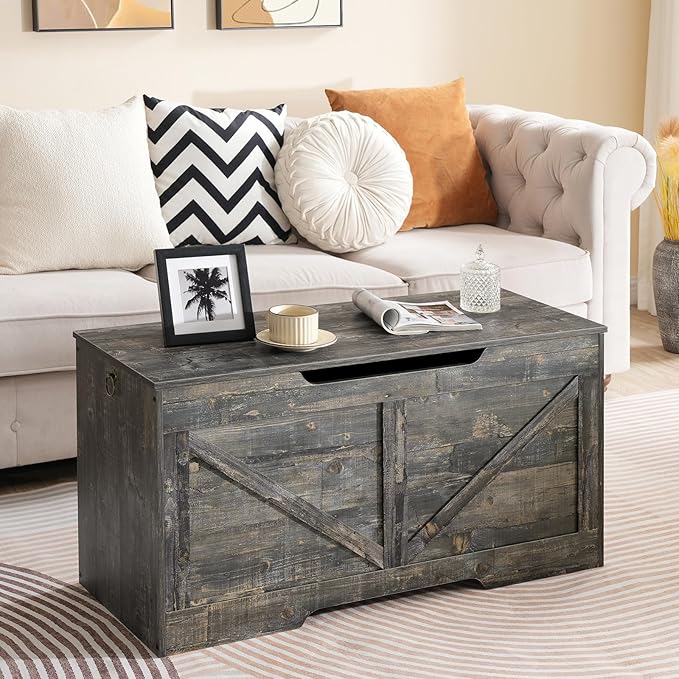 HOOBRO Storage Bench, 39.4” Retro Wooden Storage Chest - Image 4