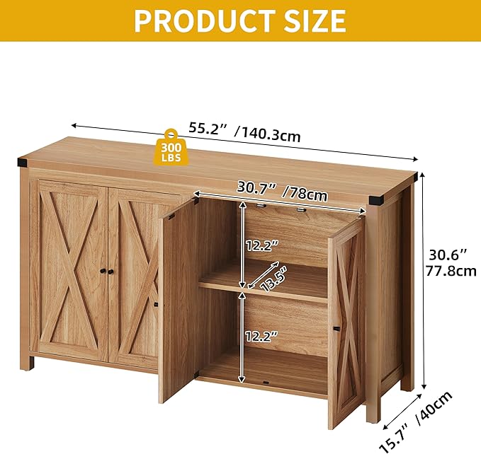 DWVO 55'' Sideboard Buffet Cabinet - Image 2