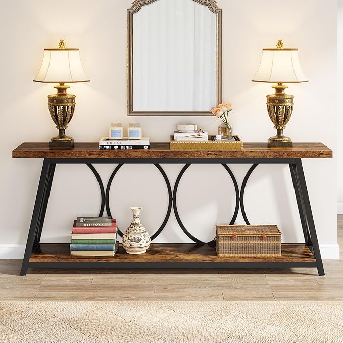 Tribesigns 70.9 inch Extra Long Console Table, Industrial Sofa Table Behind - Image 4