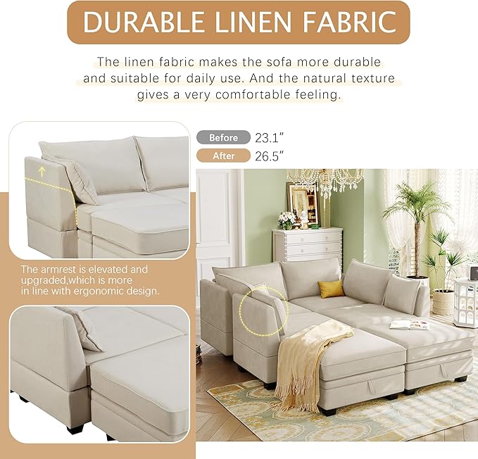 115.1 Inch Oversized U-Shape Sectional Sofa - Image 5