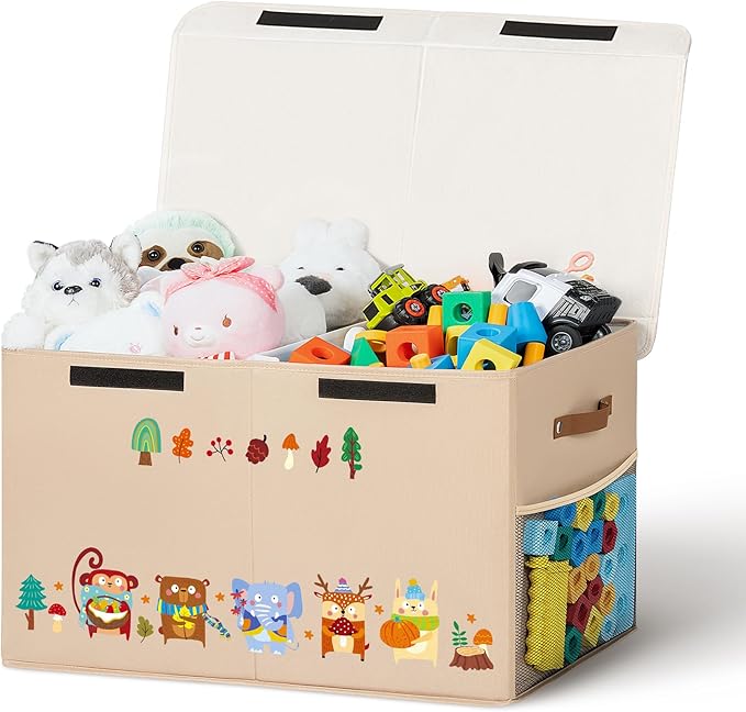 80L Large Toy Storage Box with Lid, Large Toy Box Chest by Unknown