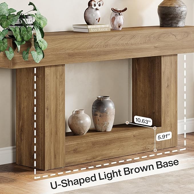 Tribesigns 63" Console Table, Farmhouse 2-Tier Entryway Table - Image 6