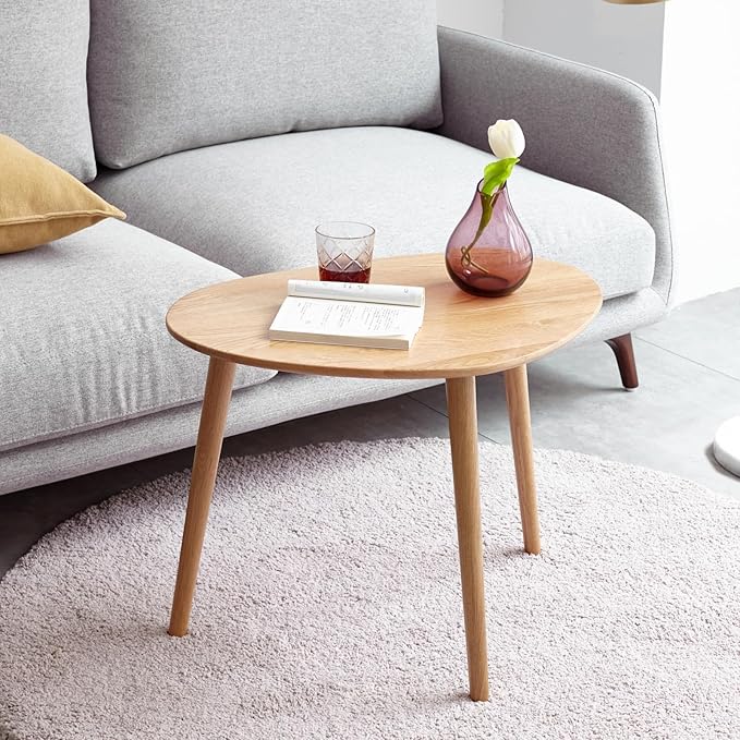Small Oval Coffee Table, 19.7" Mid Century Modern End Table by Vadisun