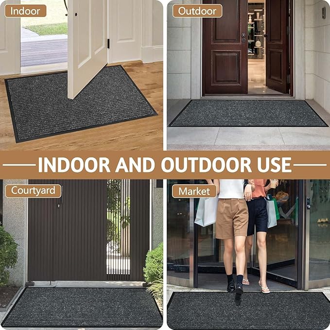Durable Front Door Mat, Heavy Duty Indoor Outdoor Doormat, 60” x 36” Low - Image 6