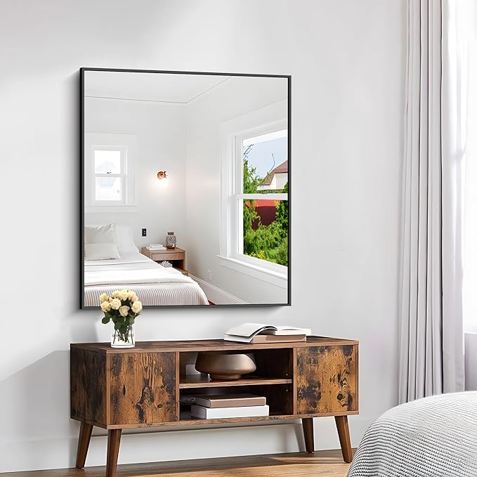 KOCUUY Black Rectangle Mirror, Large Black Wall Mounted Mirror, Metal Framed - Image 4