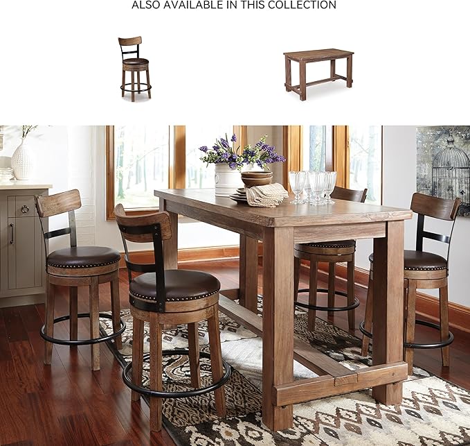 Signature Design by Ashley Pinnadel 24.25" Modern Farmhouse Swivel Counter - Image 6