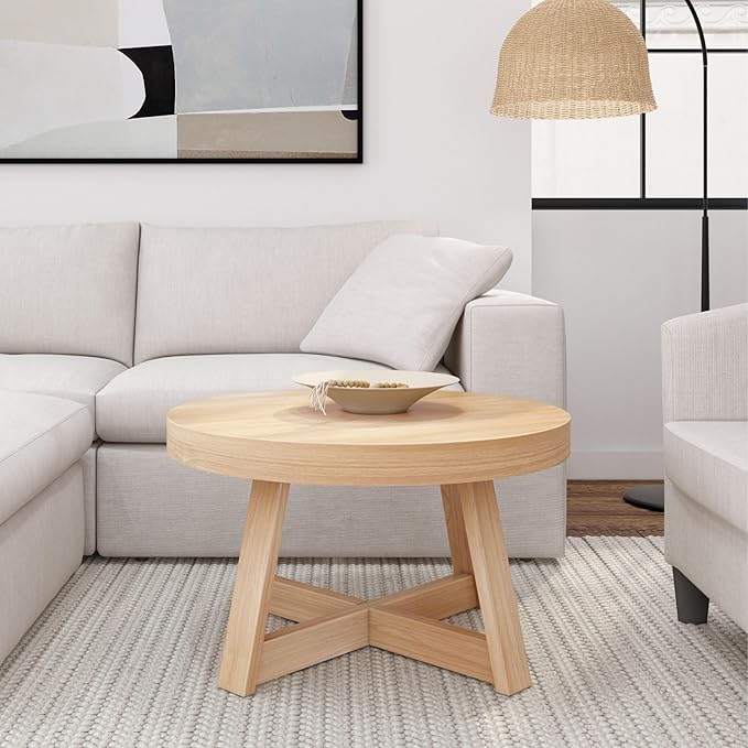 Plank+Beam Classic Round Coffee Table, 30 Inch Farmhouse Coffee Table, Rustic - Image 3