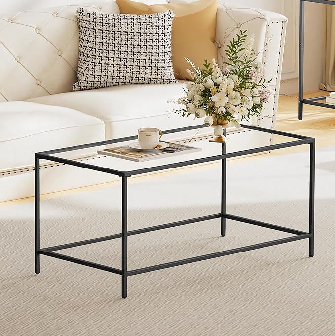 Glass Coffee Table, Modern Rectangular Coffee Table - Image 4