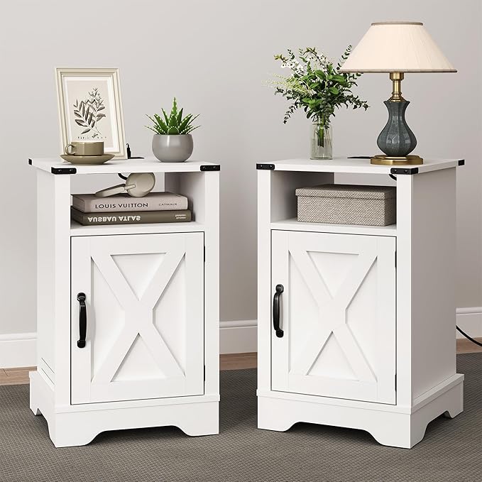 RoyalCraft Farmhouse Nightstand, Tall Bedside Table by Bringyoubetterlife