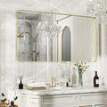55×30 Gold Bathroom Mirror, Rectangular Bathroom Vanity Mirror by FunMemories