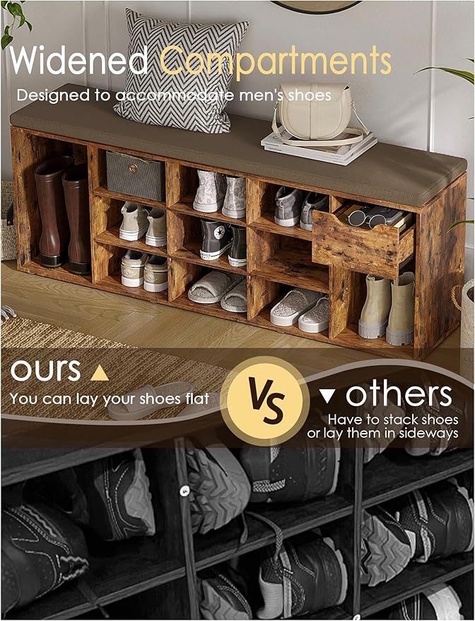 DINZI LVJ Shoe Bench, Entryway Storage Bench - Image 4