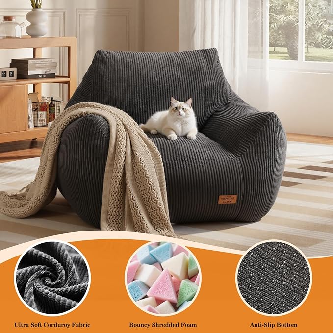 Big Bean Bag Chair for Adults & Kids, Ultra Soft Living Room Bean Bag - Image 3