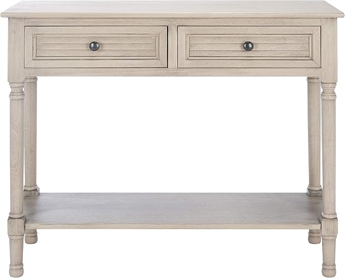 Safavieh Home Collection Tate Greige 2-Drawer Bottom Shelf Console Table - Image 3