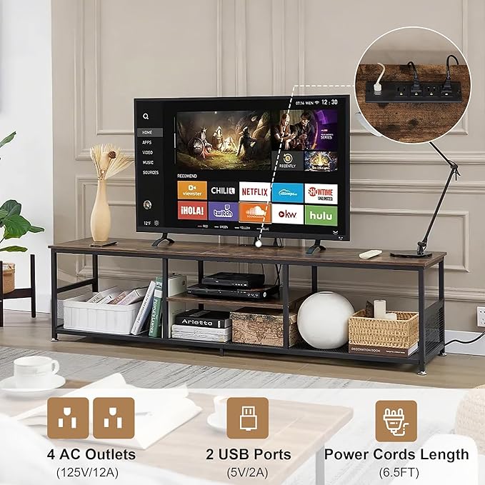 VECELO TV Stand with Power Outlets - Image 3