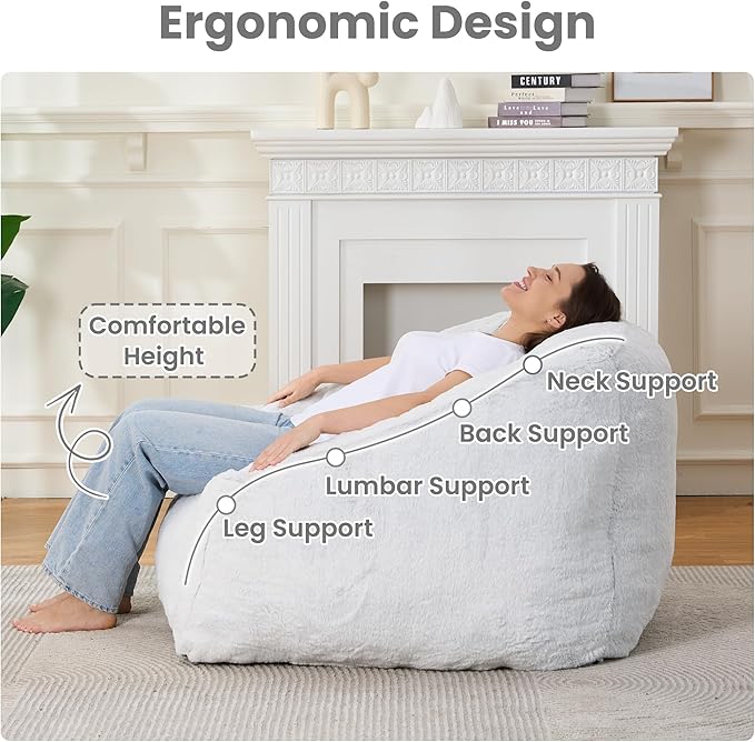 Bean Bag Chairs for Adults, Giant Beanbag Sofa Comfy Reading Chair, Oversized - Image 4