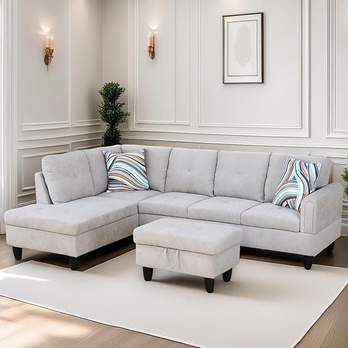 L Shaped Sectional Couches for Living Room, Modular Sectional Sofa by FONTOI