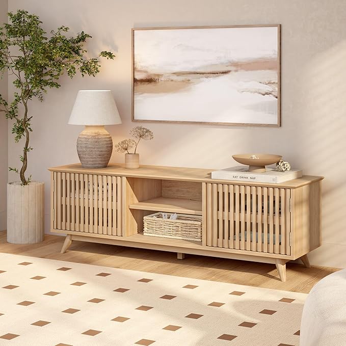 Plank+Beam Mid-Century Modern Wood TV Stand, Solid Wood Entertainment Console - Image 10
