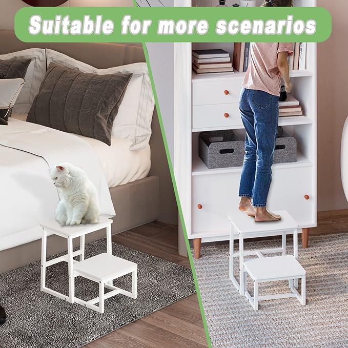 Step Stool for Adults & Kids, Holds up to 500Lb, 3 in1 Heavy Duty Sturdy 2 tair - Image 8