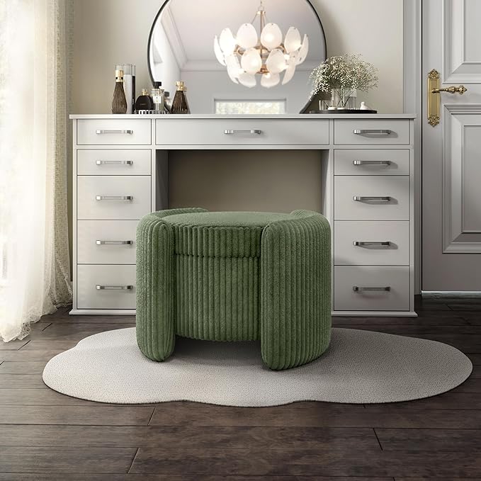 Furniture of America Lennox Modern Chenille 25-inch Round Storage Ottoman - Image 8