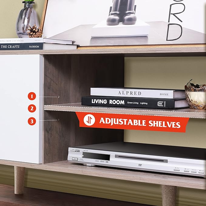 WLIVE TV Stand for 55 60 inch TV, Boho Entertainment Center - Image 5