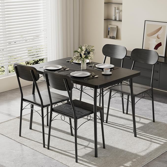 VECELO Dining Table Set for 4, 5-Piece Kitchen Table - Image 3