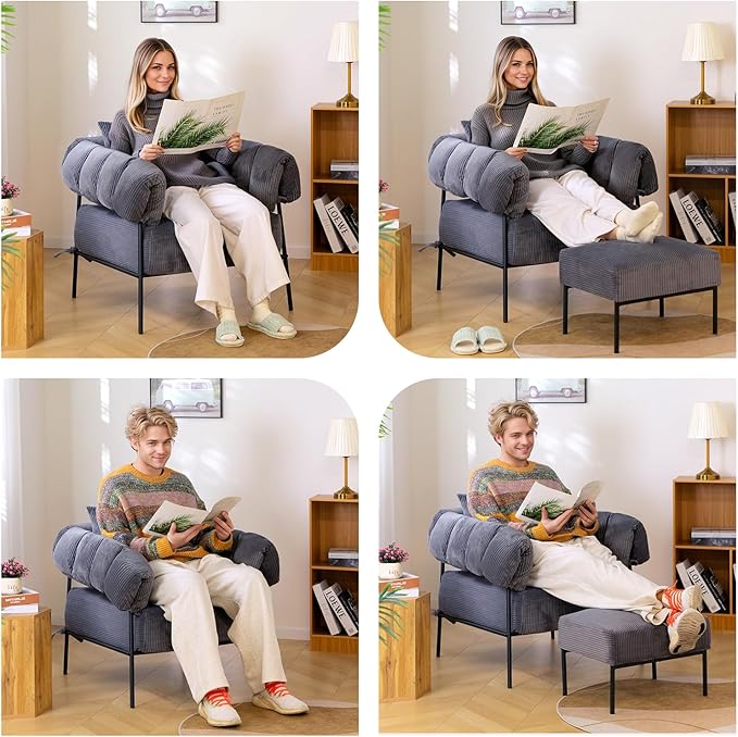 HollyHOME Modern Velvet Accent Chair, Upholstered Comfy Reading Chair, Fabric - Image 8