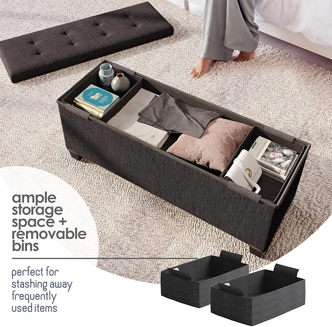 STORAGEBUD Storage Ottoman Bench - Image 3