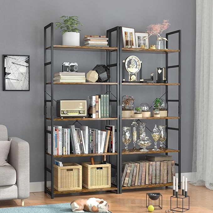 OTK 5 Tier Bookshelf, Tall Bookcase, Office Shelf Storage Organizer, Modern - Image 2