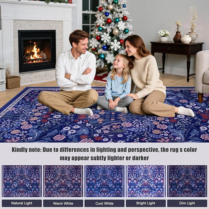 Area Rug Living Room Rugs: Floral 4x6 Washable Rug Vintage Soft Boho Non-Slip - Image 9