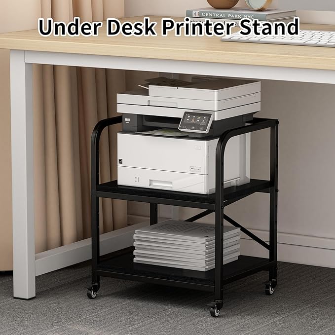 2 Tier Large Printer Stand, 20 x 20 Inches Printer Table - Image 2