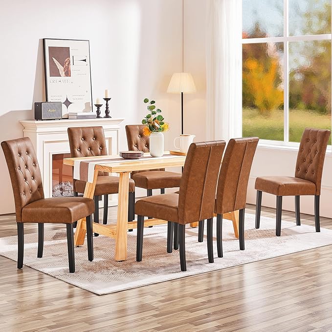 Yaheetech Dining Chairs Set of 4 Modern Style Faux Leather Dining Room Chairs - Image 4